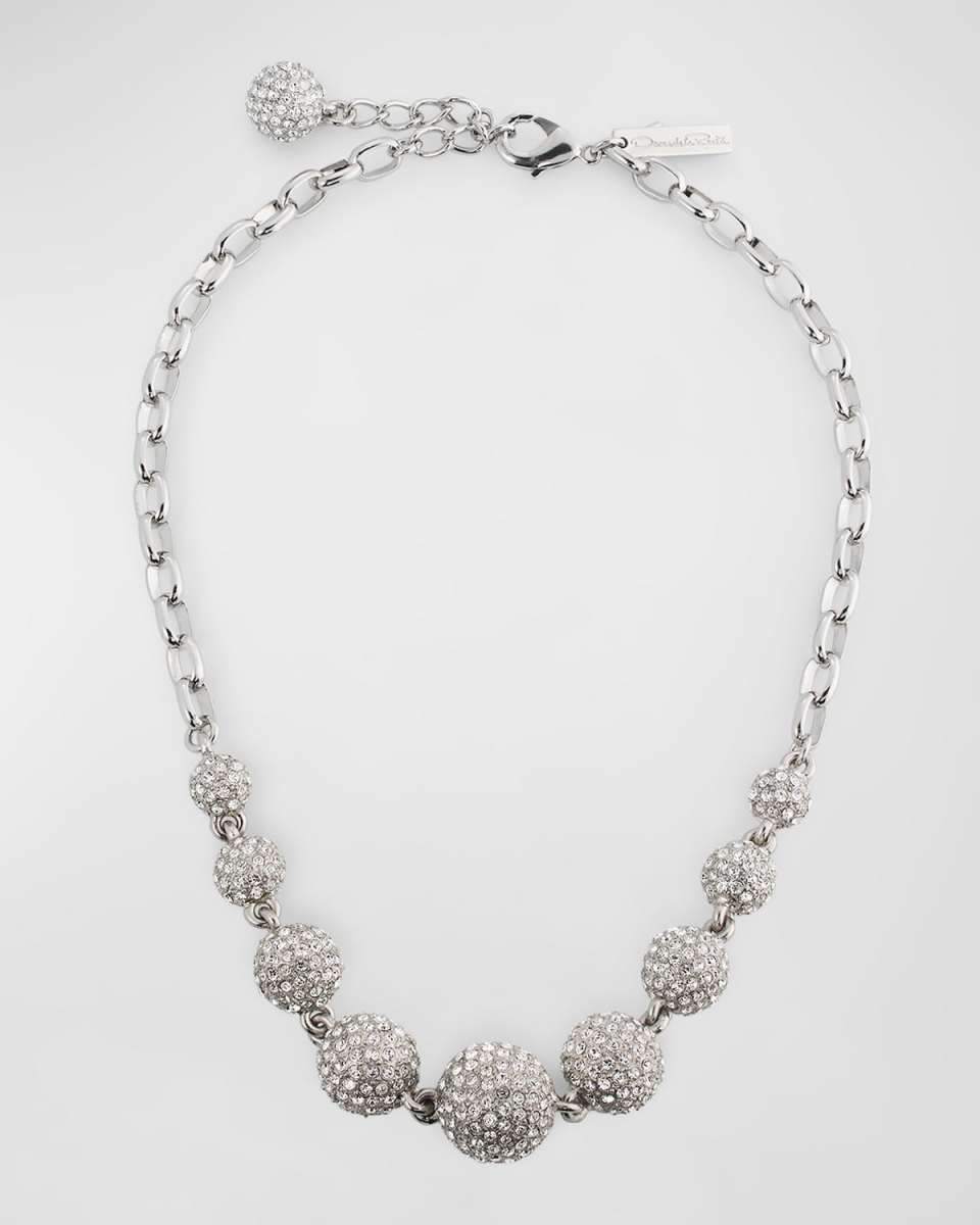 Rhinestone Ball Necklace, 17.5"L